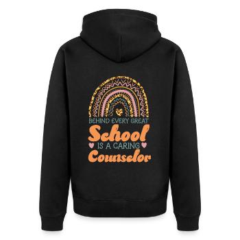 Conseillère scolaire Rainbow Behind - Veste à capuche bio Premium Unisexe - noir - Dos - Nico (187cm)
