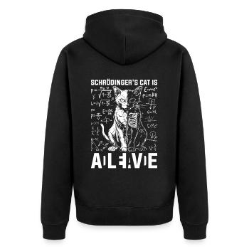 Schrödinger's Cat Is Dead and Alive - Unisex Premium Organic Zip Hoodie - black - Back - Nico (187cm)