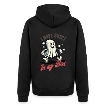 Funny Ghost Saying Halloween Costume - Unisex Premium Organic Zip Hoodie - black - Back - Nico (187cm)