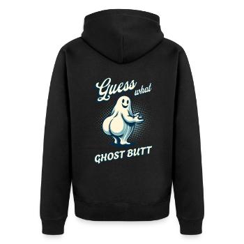 Halloween Costume Ghosts Butt Funny Saying - Unisex Premium Organic Zip Hoodie - black - Back - Nico (187cm)