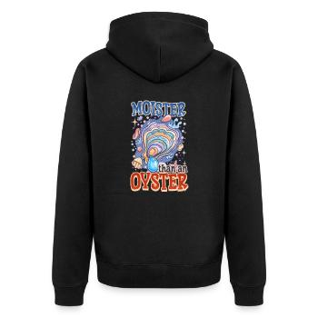 Auster feuchter als eine Auster - Unisex Premium Bio Zip Hoodie - Schwarz - Hinten - Nico (187cm)