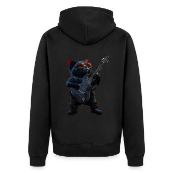 Lustiges Rock Gitarre Katzen Musik Gitarrist Katze - Unisex Premium Bio Zip Hoodie - Schwarz - Hinten - Nico (187cm)