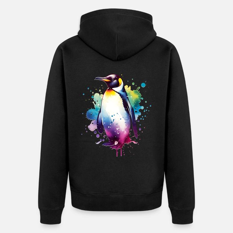 Manchot des Galápagos - Veste à capuche bio Premium Unisexe - noir