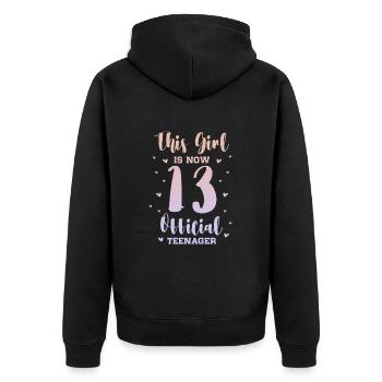 Teenager Teenie Teen Teens Teeny Geschenk - Unisex Premium Bio Zip Hoodie - Schwarz - Hinten - Nico (187cm)