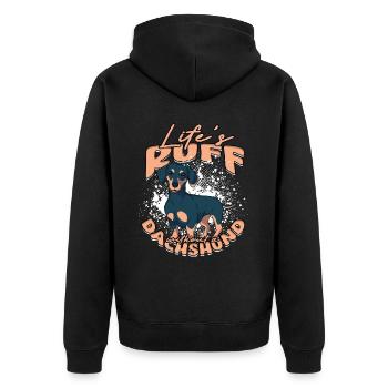 Dackel Life’s Ruff Sans Teckel - Veste à capuche bio Premium Unisexe - noir - Dos - Nico (187cm)