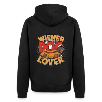 Dackel Rauhaardackel Wiener Dog Lover - Unisex Premium Bio Zip Hoodie - Schwarz - Hinten - Nico (187cm)