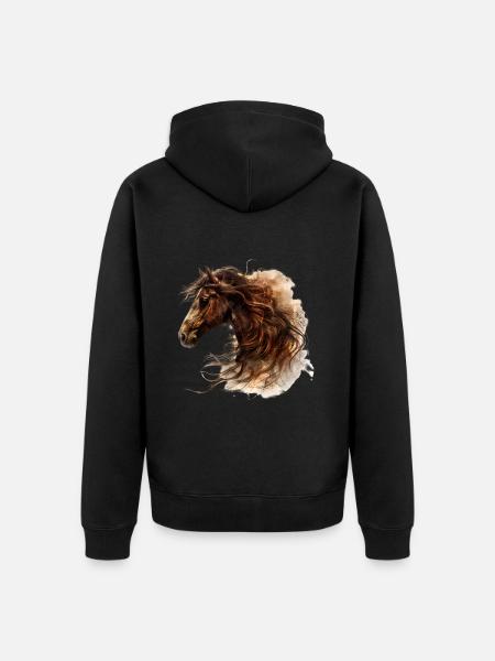 Majestic horse galloping - Unisex Premium Organic Zip Hoodie - black