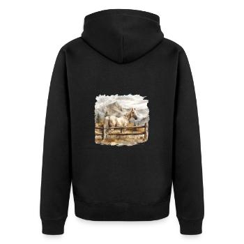 Cheval Dans Le Paysage De Montagne - Veste à capuche bio Premium Unisexe - noir - Dos - Nico (187cm)