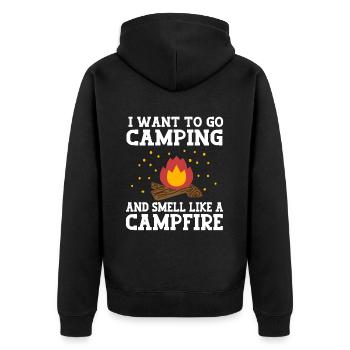 Je veux faire du camping et sentir comme un feu de camp - Veste à capuche bio Premium Unisexe - noir - Dos - Nico (187cm)