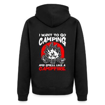 Je veux faire du camping et sentir comme un feu de camp - Veste à capuche bio Premium Unisexe - noir - Dos - Nico (187cm)
