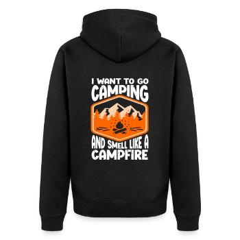Je veux faire du camping et sentir comme un feu de camp - Veste à capuche bio Premium Unisexe - noir - Dos - Nico (187cm)