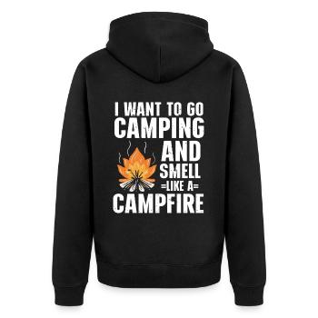 Je veux faire du camping et sentir comme un feu de camp - Veste à capuche bio Premium Unisexe - noir - Dos - Nico (187cm)