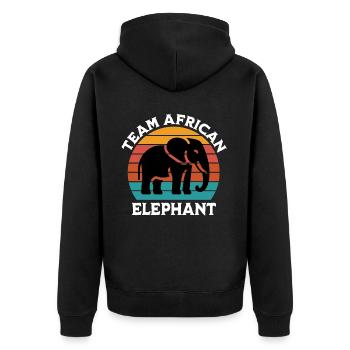 Afrikanischer Elefant Sprüche - Unisex Premium Bio Zip Hoodie - Schwarz - Hinten - Nico (187cm)