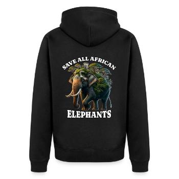 afriAfrikanischer Elefant - Unisex Premium Bio Zip Hoodie - Schwarz - Hinten - Nico (187cm)