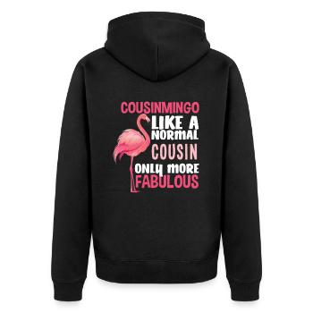 Flamingo Cousin Fabulous - Unisex Premium Organic Zip Hoodie - black - Back - Nico (187cm)