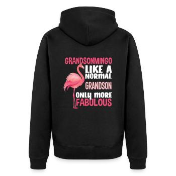 Flamant rose petit-fils fabuleux - Veste à capuche bio Premium Unisexe - noir - Dos - Nico (187cm)