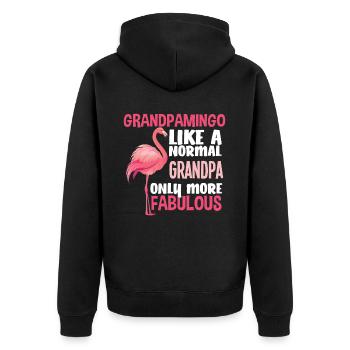 Flamingo Grandpa Fabulous - Unisex Premium Organic Zip Hoodie - black - Back - Nico (187cm)
