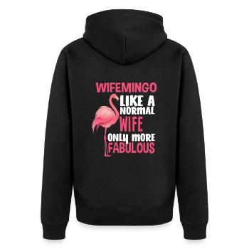 Flamingo Wife Fabulous - Unisex Premium Organic Zip Hoodie - black - Back - Nico (187cm)