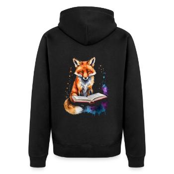 Renard lecture livre Coloré Animal Design Imprimer - Veste à capuche bio Premium Unisexe - noir - Dos - Nico (187cm)