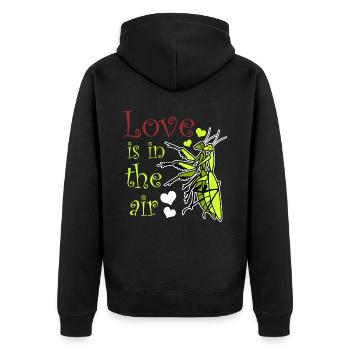 Praying Mantis Love - Unisex Premium Bio Zip Hoodie - Schwarz - Hinten - Nico (187cm)