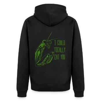Praying Mantis Joke - Unisex Premium Bio Zip Hoodie - Schwarz - Hinten - Nico (187cm)