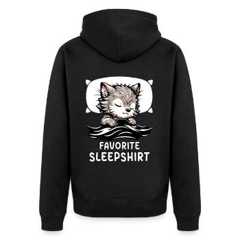 Werewolf Favorite Sleep - Unisex Premium Bio Zip Hoodie - Schwarz - Hinten - Nico (187cm)