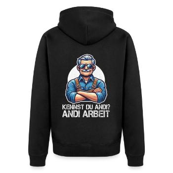 Handwerker Andi Arbeit Geschenk Sprüche Lustig - Unisex Premium Bio Zip Hoodie - Schwarz - Hinten - Nico (187cm)