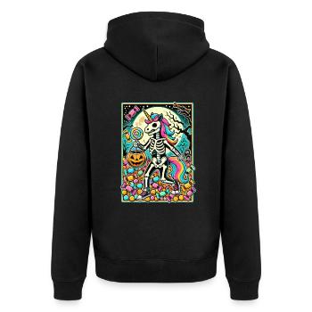 Drôle de squelette de licorne aime les bonbons - Veste à capuche bio Premium Unisexe - noir - Dos - Nico (187cm)