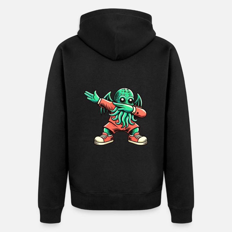 Lustiger Dabbender Cthulhu Dabbing Design - Unisex Premium Bio Zip Hoodie - Schwarz