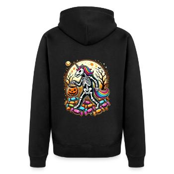 Drôle de squelette de licorne aime les bonbons - Veste à capuche bio Premium Unisexe - noir - Dos - Nico (187cm)