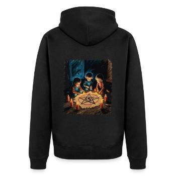 Retro Vintage Design Occult Summoning Rituals - Unisex Premium Organic Zip Hoodie - black - Back - Nico (187cm)