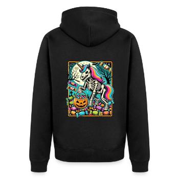 Drôle de squelette de licorne aime les bonbons - Veste à capuche bio Premium Unisexe - noir - Dos - Nico (187cm)