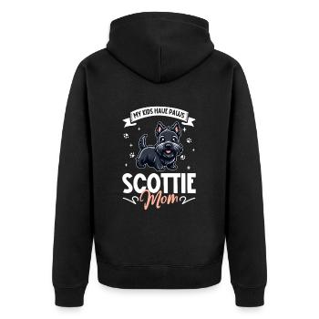 Scottish Terrier Mama - Unisex Premium Bio Zip Hoodie - Schwarz - Hinten - Nico (187cm)