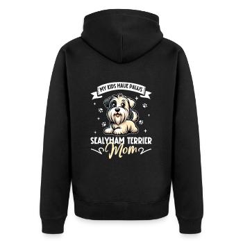 Sealyham Terrier Mom - Unisex Premium Organic Zip Hoodie - black - Back - Nico (187cm)