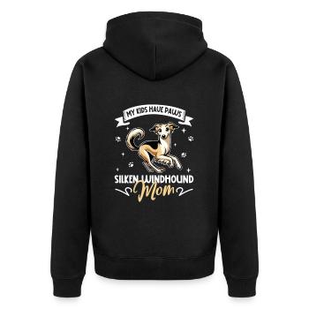 Silken Windhound Mama - Unisex Premium Bio Zip Hoodie - Schwarz - Hinten - Nico (187cm)
