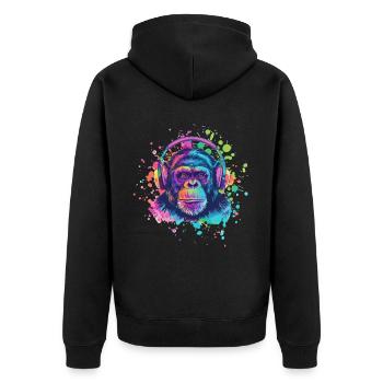 Singe Avec Casque Décoration Femme Cadeau Homme - Veste à capuche bio Premium Unisexe - noir - Dos - Nico (187cm)