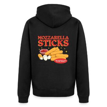 Mozzarella Sticks Käseliebhaber Geschenk - Unisex Premium Bio Zip Hoodie - Schwarz - Hinten - Nico (187cm)