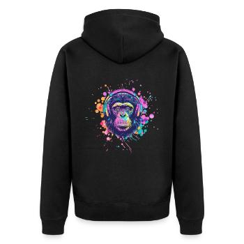 Singe Avec Casque Décoration Femme Cadeau Homme - Veste à capuche bio Premium Unisexe - noir - Dos - Nico (187cm)