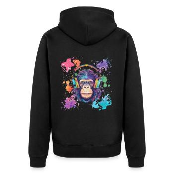 Singe Avec Casque Décoration Femme Cadeau Homme - Veste à capuche bio Premium Unisexe - noir - Dos - Nico (187cm)