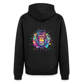 Singe Avec Casque Décoration Femme Cadeau Homme - Veste à capuche bio Premium Unisexe - noir - Dos - Nico (187cm)