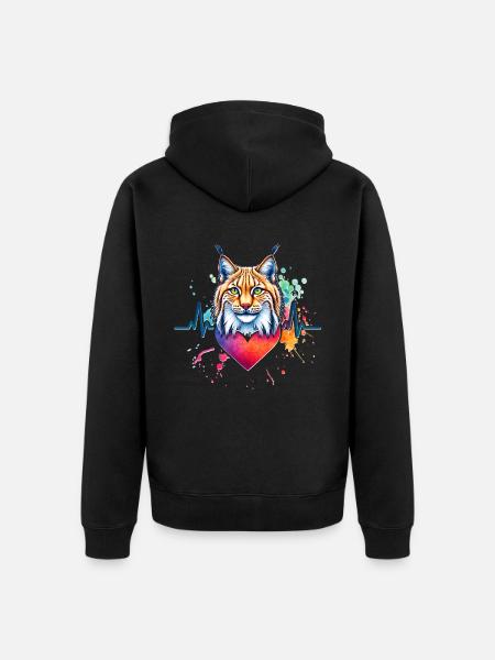 Iberischer Luchs EKG - Unisex Premium Bio Zip Hoodie - Schwarz