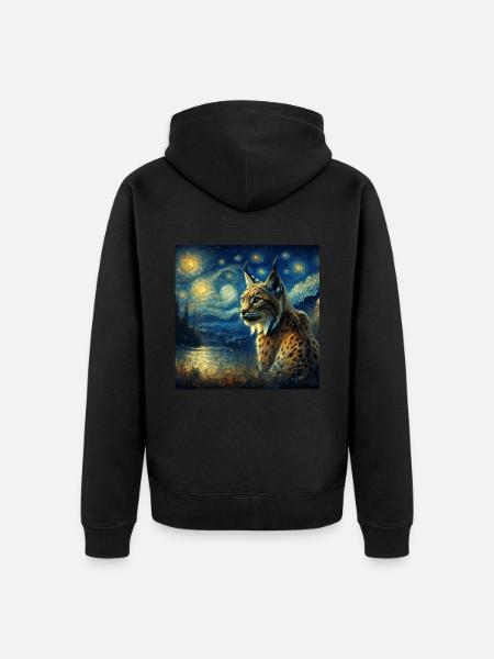 Iberian lynx Starry Night - Unisex Premium Organic Zip Hoodie - black