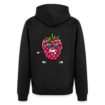 Beere Dancing Himbeeren Obst - Unisex Premium Bio Zip Hoodie - Schwarz - Hinten - Nico (187cm)