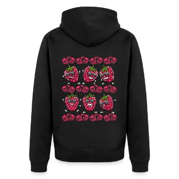 Beere Dancing Himbeeren Obst - Unisex Premium Bio Zip Hoodie - Schwarz - Hinten - Nico (187cm)