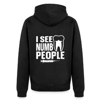 Dentist Dental - Unisex Premium Bio Zip Hoodie - Schwarz - Hinten - Nico (187cm)