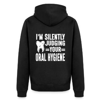 Dentist Dental - Unisex Premium Bio Zip Hoodie - Schwarz - Hinten - Nico (187cm)