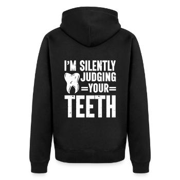 Dentist Dental - Unisex Premium Bio Zip Hoodie - Schwarz - Hinten - Nico (187cm)