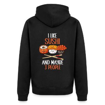 Sushi Japaner Foodliebhaber Nigiri Neko Sushi - Unisex Premium Bio Zip Hoodie - Schwarz - Hinten - Nico (187cm)