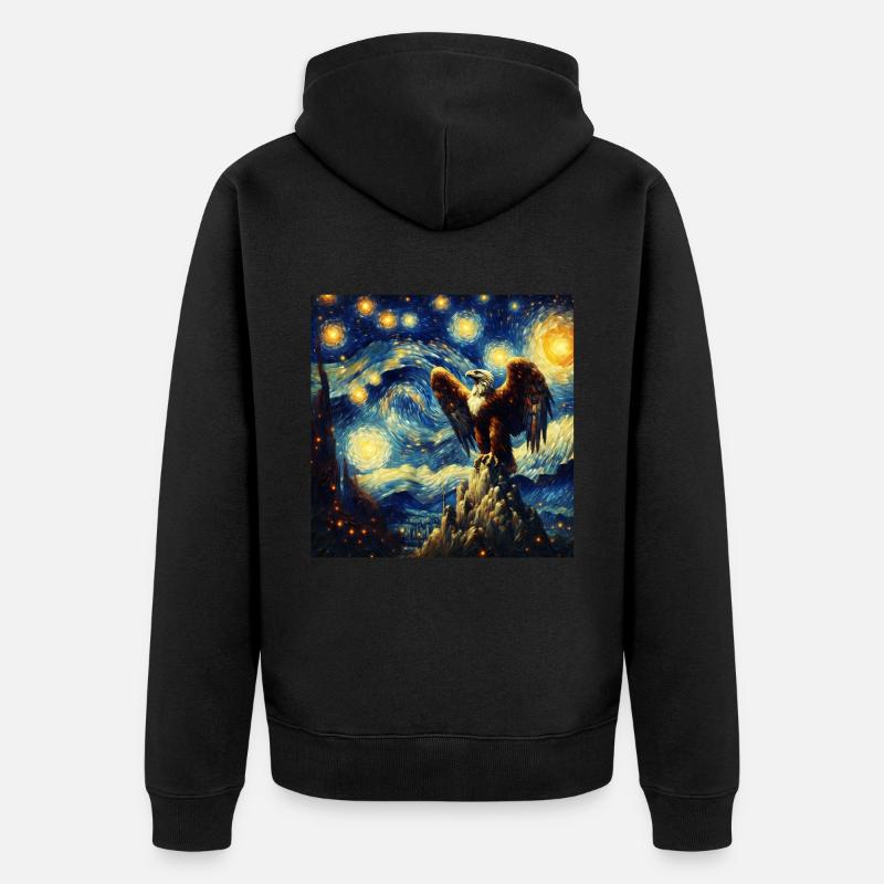 Monkey Eagle Starry Night - Unisex Premium Organic Zip Hoodie - black