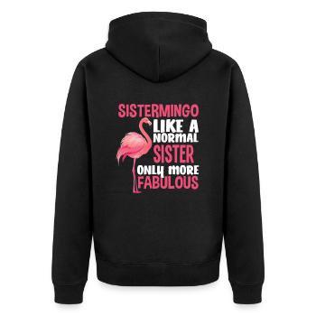 Flamingo Sister Fabulous - Unisex Premium Organic Zip Hoodie - black - Back - Nico (187cm)